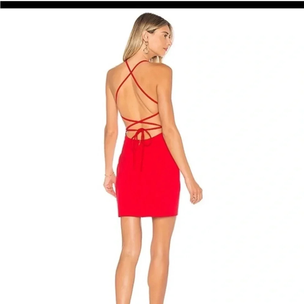 Revolve by the way red laced open back mini dress - image 2